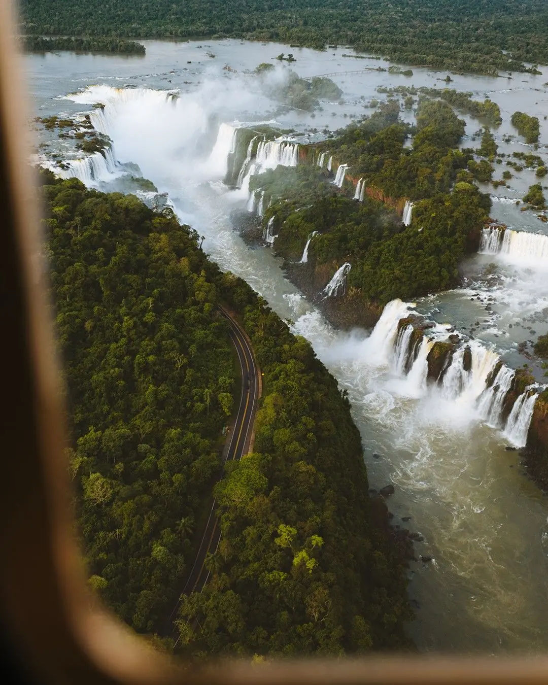 Reel cover: Iguazu Falls seen from a helicopter window