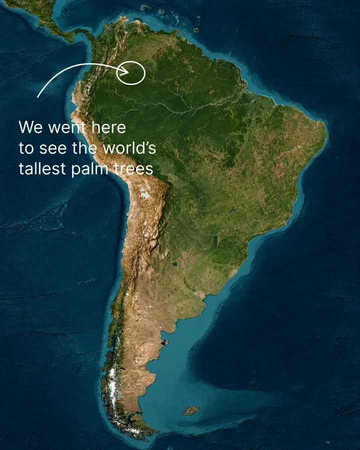 Map carousel cover: a satellite map of South America marking the Cocora Valley